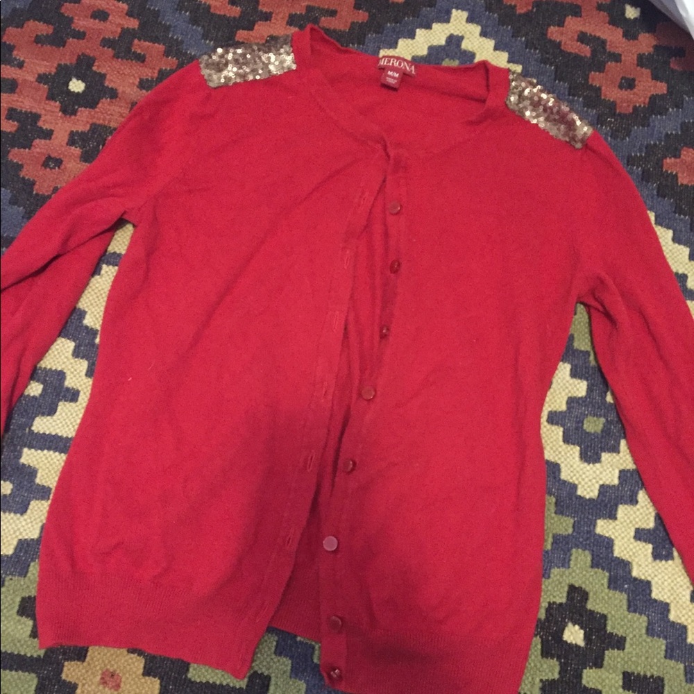Red and bronze merona cardigan